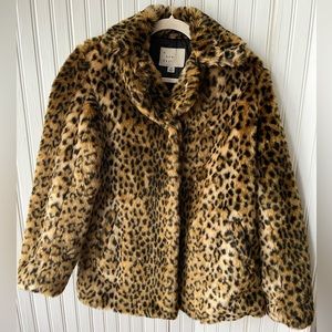 Faux Cheetah Print Coat